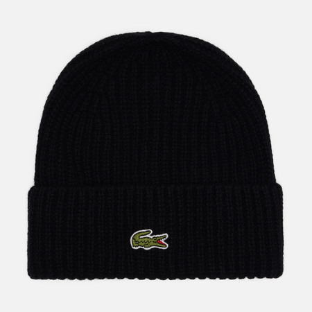Шапка Lacoste Rib Knit Carded Wool, цвет чёрный