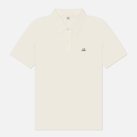 Мужское поло C.P. Company Stretch Piquet Ribbed Collar, цвет белый