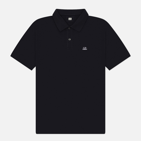 Мужское поло C.P. Company Stretch Piquet Ribbed Collar, цвет синий
