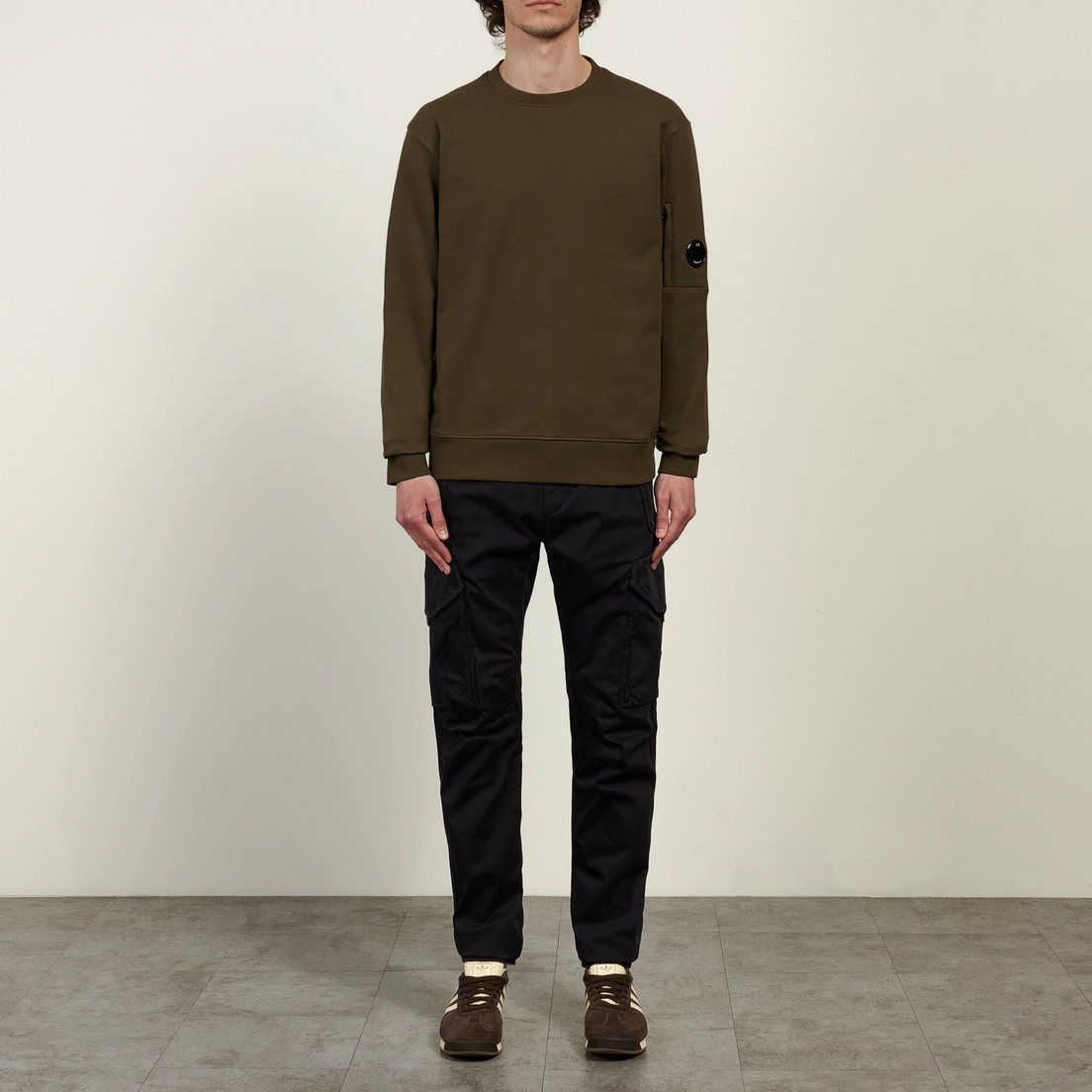 C.P. Company Мужская толстовка Diagonal Raised Fleece Crew Neck Lens Regular