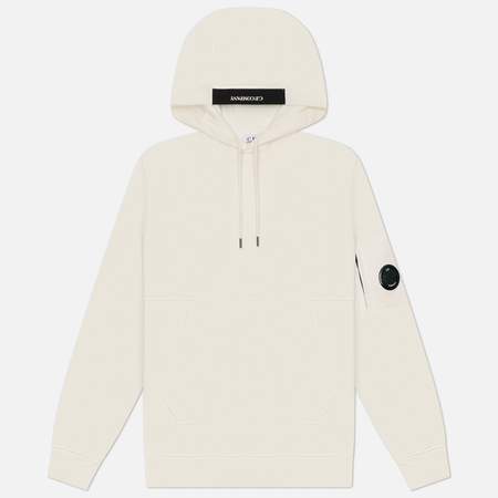 Мужская толстовка C.P. Company Diagonal Raised Fleece Lens Regular Fit Hoodie, цвет белый, размер M