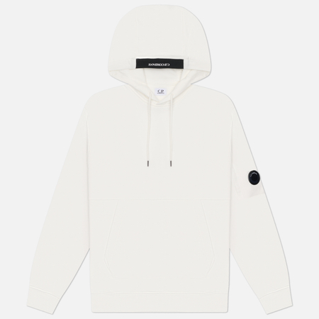 Мужская толстовка C.P. Company Diagonal Raised Fleece Cotton Hoodie, цвет белый, размер L