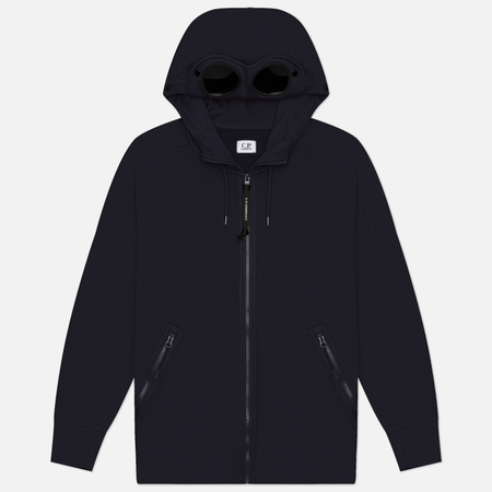 Мужская толстовка C.P. Company Diagonal Raised Fleece Goggle Hoodie Regular, цвет синий, размер S