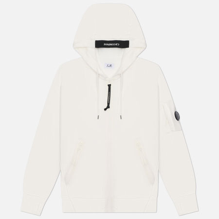 Мужская толстовка C.P. Company Open Diagonal Raised Fleece Hoodie, цвет белый, размер L
