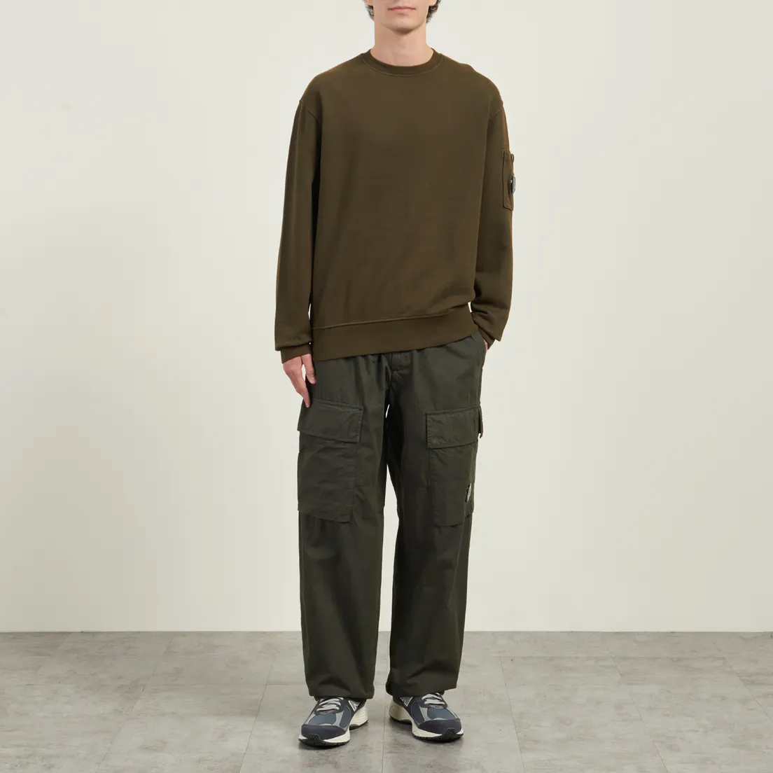 C.P. Company Мужская толстовка Brushed And Emerized Diagonal Fleece Crew Neck Lens