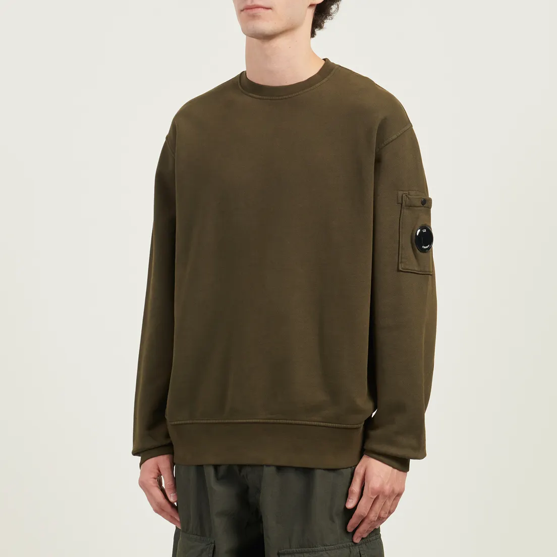 C.P. Company Мужская толстовка Brushed And Emerized Diagonal Fleece Crew Neck Lens