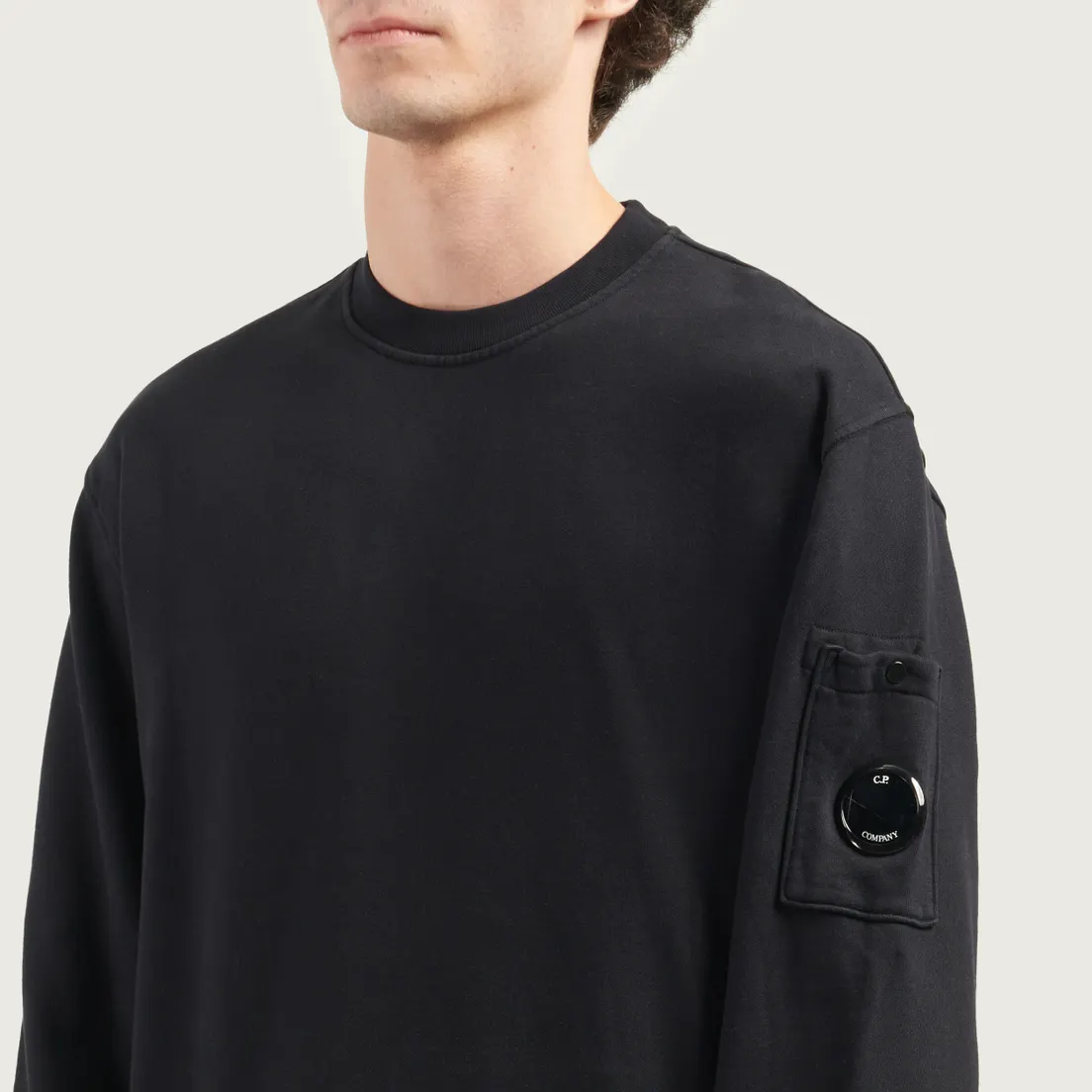 C.P. Company Мужская толстовка Brushed And Emerized Diagonal Fleece Crew Neck Lens