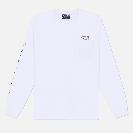 Мужской лонгслив RIPNDIP Lord Nermal Pocket, цвет белый, размер L