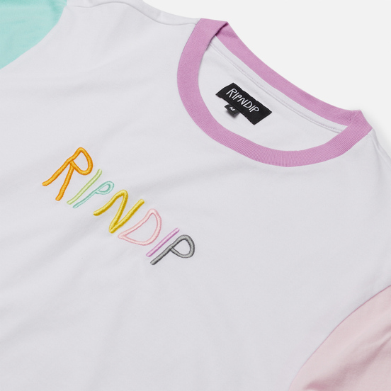 Мужской лонгслив RIPNDIP Embroidered Logo White/Pink/Turquoise
