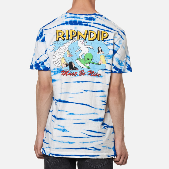 Мужская футболка RIPNDIP Hang 10 Blue/White Stripe Dye