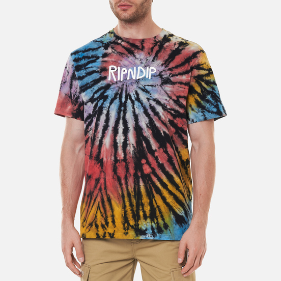 Мужская футболка RIPNDIP Rubber Logo Sunburst Spiral Tie Dye