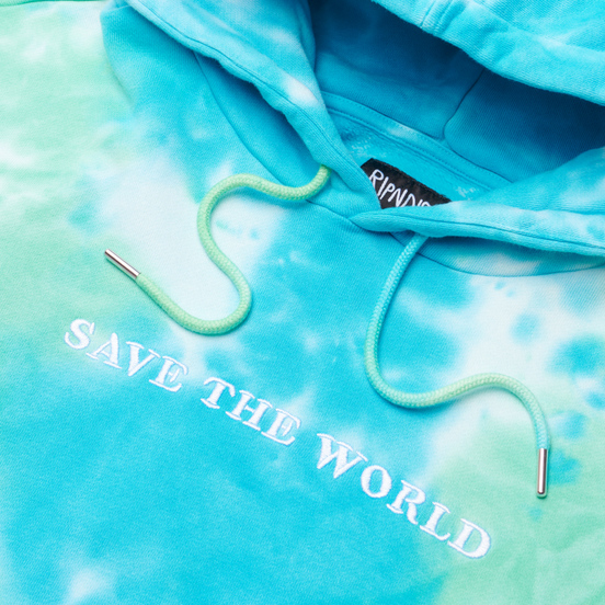 Мужская толстовка RIPNDIP Save the World Embroidered Hoodie Aqua/Green Tie Dye