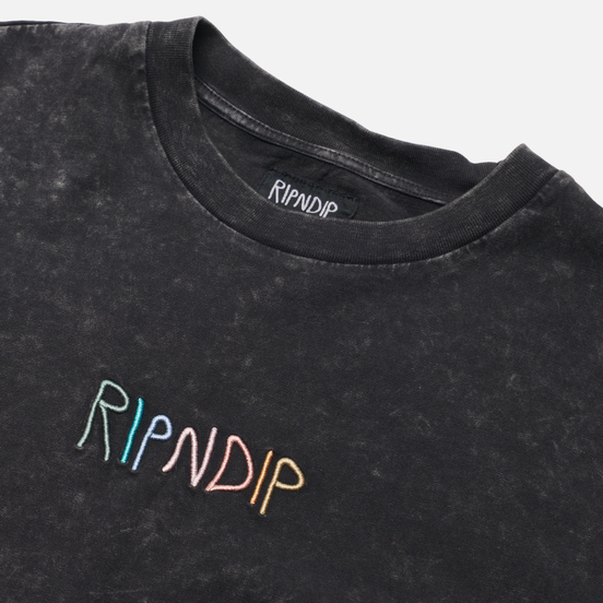 Мужской лонгслив RIPNDIP Logo Embroidered Black Mineral Wash