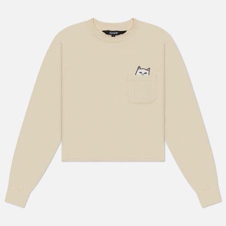 Женский лонгслив RIPNDIP Lord Nermal Cropped Pocket, цвет бежевый, размер M