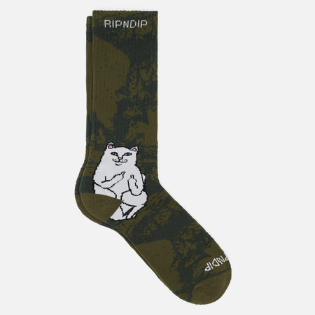 Носки RIPNDIP Lord Nermal, цвет оливковый, размер 40-46 EU