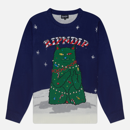 фото Мужской свитер ripndip litmas tree light up, цвет синий, размер s