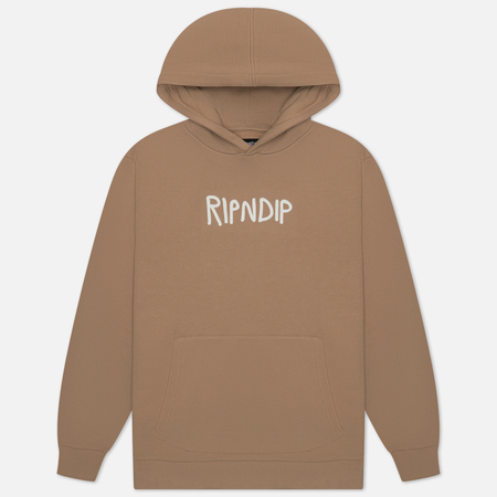 фото Мужская толстовка ripndip ripndip rubber logo hoodie, цвет бежевый, размер s