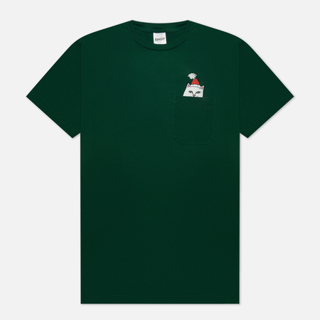 фото Мужская футболка ripndip lord santa pocket, цвет зелёный, размер s