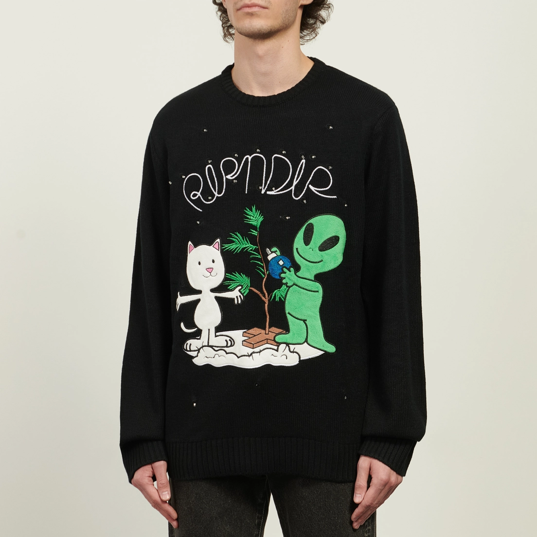 RIPNDIP Мужской свитер Alien Nerm Christmas Light Up Knit