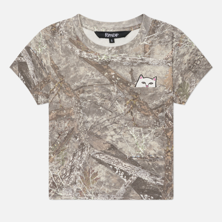 Женская футболка RIPNDIP Lord Nermal Cropped Pocket, цвет оливковый, размер S