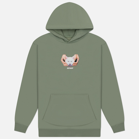 Мужская толстовка RIPNDIP Happy Kitty Hoodie, цвет зелёный, размер XXL