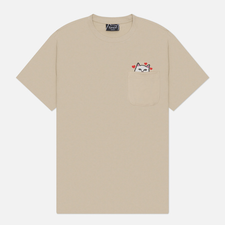 Мужская футболка RIPNDIP Nermal Loves Pocket, цвет бежевый, размер L