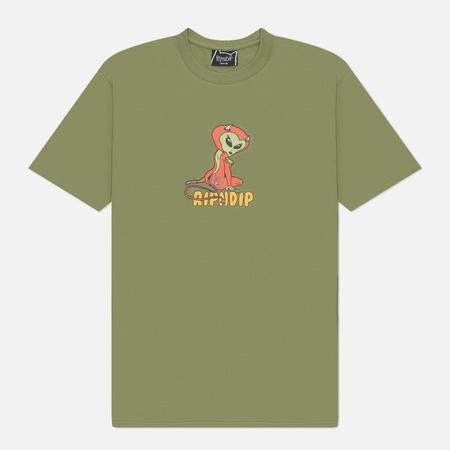 Мужская футболка RIPNDIP Devil Alien, цвет оливковый