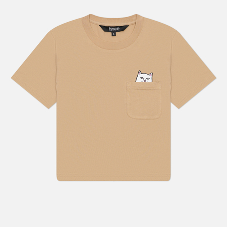 Женская футболка RIPNDIP Lord Nermal Cropped Pocket, цвет бежевый