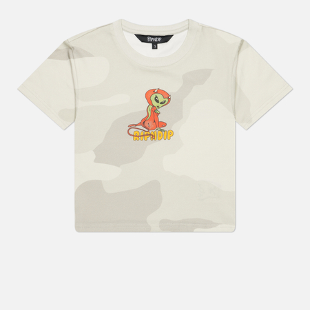 Женская футболка RIPNDIP Devil Alien Cropped Baby, цвет бежевый