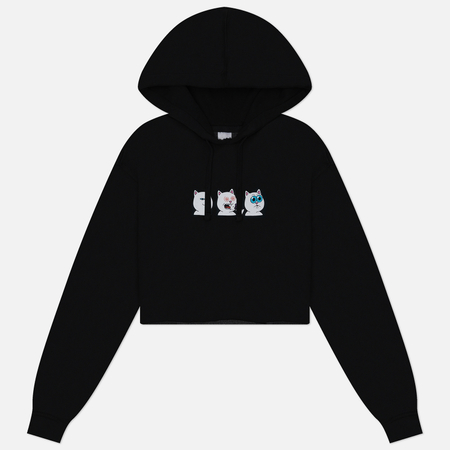 фото Женская толстовка ripndip shroom diet cropped hoodie, цвет чёрный, размер xs