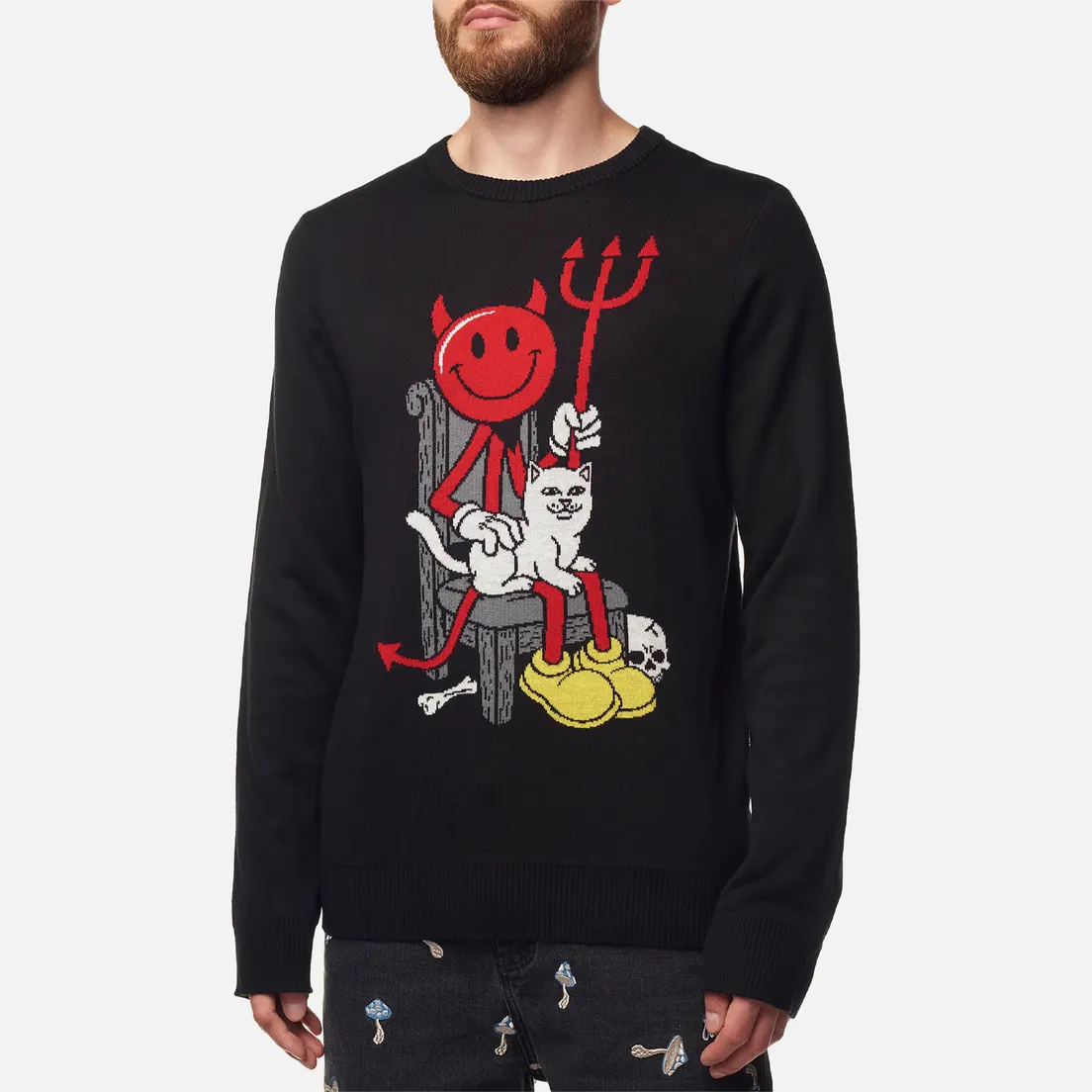 RIPNDIP Мужской свитер x World Industries Devilman & Nerm Knit