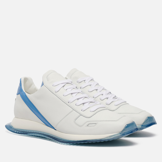 Мужские кроссовки Rick Owens Performa Runner Lace Up Chalk White/Nubuk Blue/White/Nubuk Blue Transparent