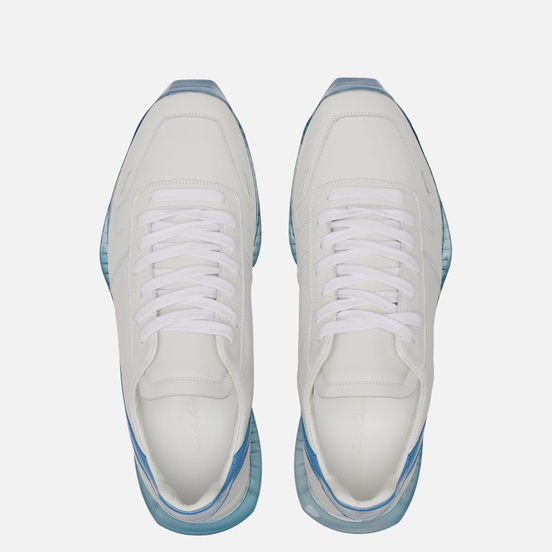Мужские кроссовки Rick Owens Performa Runner Lace Up Chalk White/Nubuk Blue/White/Nubuk Blue Transparent