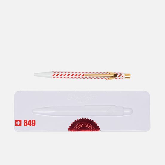 Ручка Caran d'Ache Office 849 Season`s Greetings 2018 Chevron White/Red