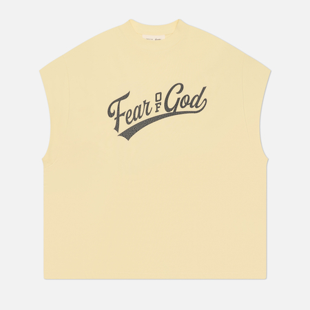 Мужская футболка Fear of God ESSENTIALS Cut Off 90s, цвет бежевый, размер S