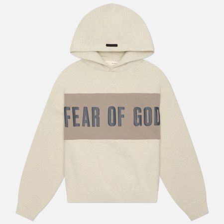 Мужская толстовка Fear of God ESSENTIALS Cropped Relaxed Panelled Hoodie, цвет бежевый, размер M