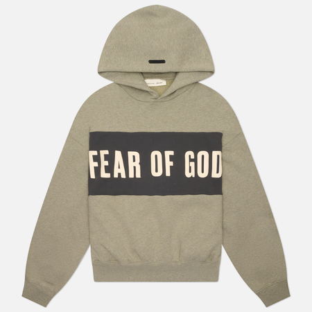Мужская толстовка Fear of God ESSENTIALS Cropped Relaxed Panelled Hoodie, цвет серый, размер XXL