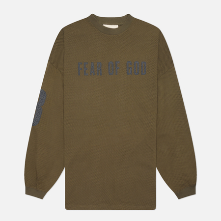 Мужской лонгслив Fear of God ESSENTIALS Sport Mesh Merch, цвет оливковый, размер XL