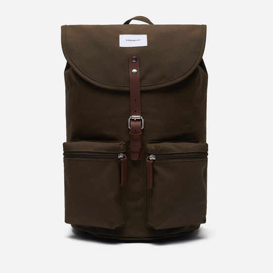 Рюкзак Sandqvist Roald 17L Olive/Cognac Brown Leather