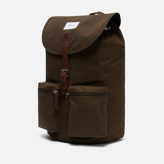 Рюкзак Sandqvist Roald 17L Olive/Cognac Brown Leather