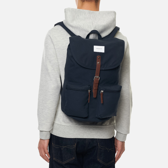 Рюкзак Sandqvist Roald 17L Navy/Cognac Brown Leather