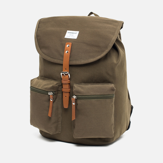 Рюкзак Sandqvist Roald 17L Olive/Cognac Brown Leather