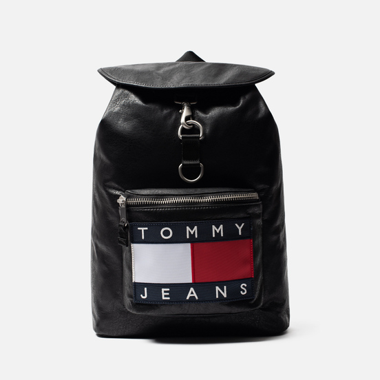 Рюкзак Tommy Jeans Heritage Leather Large Flag Black
