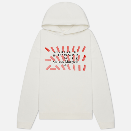Мужская толстовка Maison Margiela Tape Print Oversized Hoodie Off White