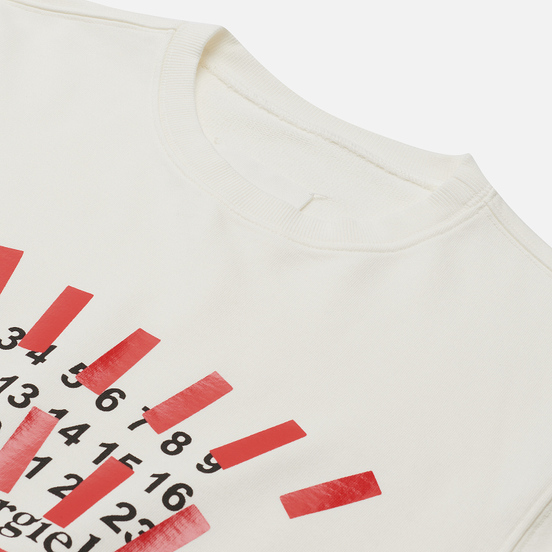 Мужская толстовка Maison Margiela Tape Print Crew Neck Off White