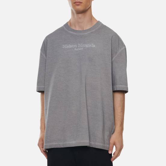 Мужская футболка Maison Margiela Classic Embroidered Text Logo Grey