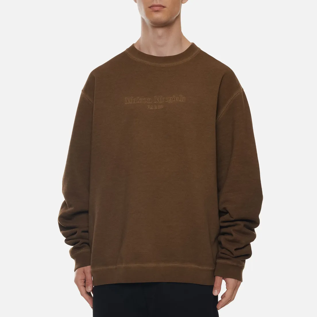 Maison Margiela Мужская толстовка Classic Embroidered Text Logo Crew Neck