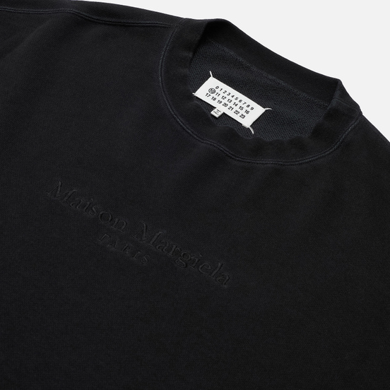 Мужская толстовка Maison Margiela Classic Embroidered Text Logo Crew Neck Black