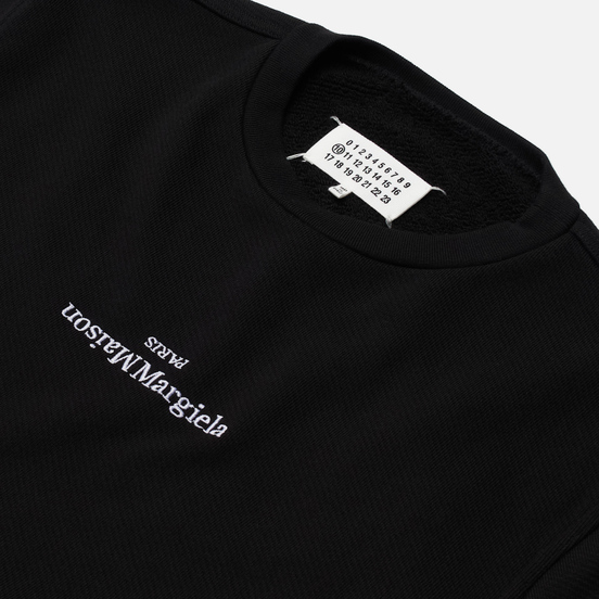 Мужская толстовка Maison Margiela Embroidered Text Logo Crew Neck Black