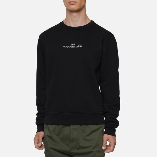 Мужская толстовка Maison Margiela Embroidered Text Logo Crew Neck Black